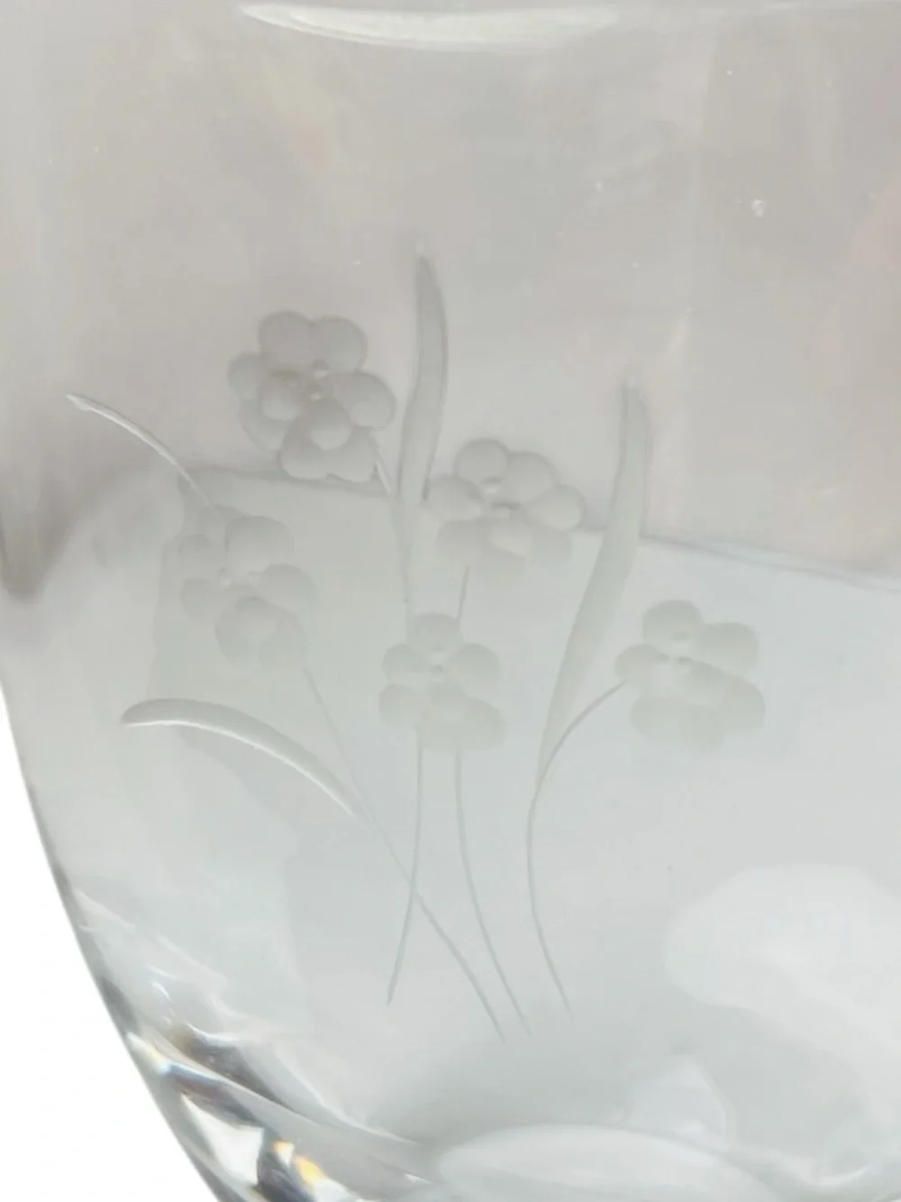 Vintage Orrefors Sweden Crystal Etched Flowers Signed Vase
